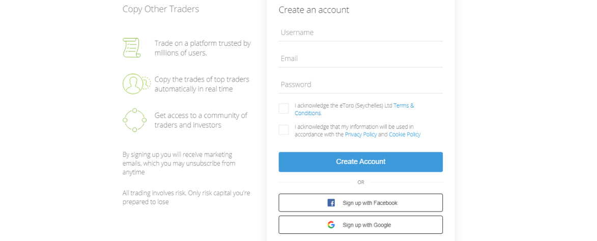 Step 2: Sign Up for a trading Account