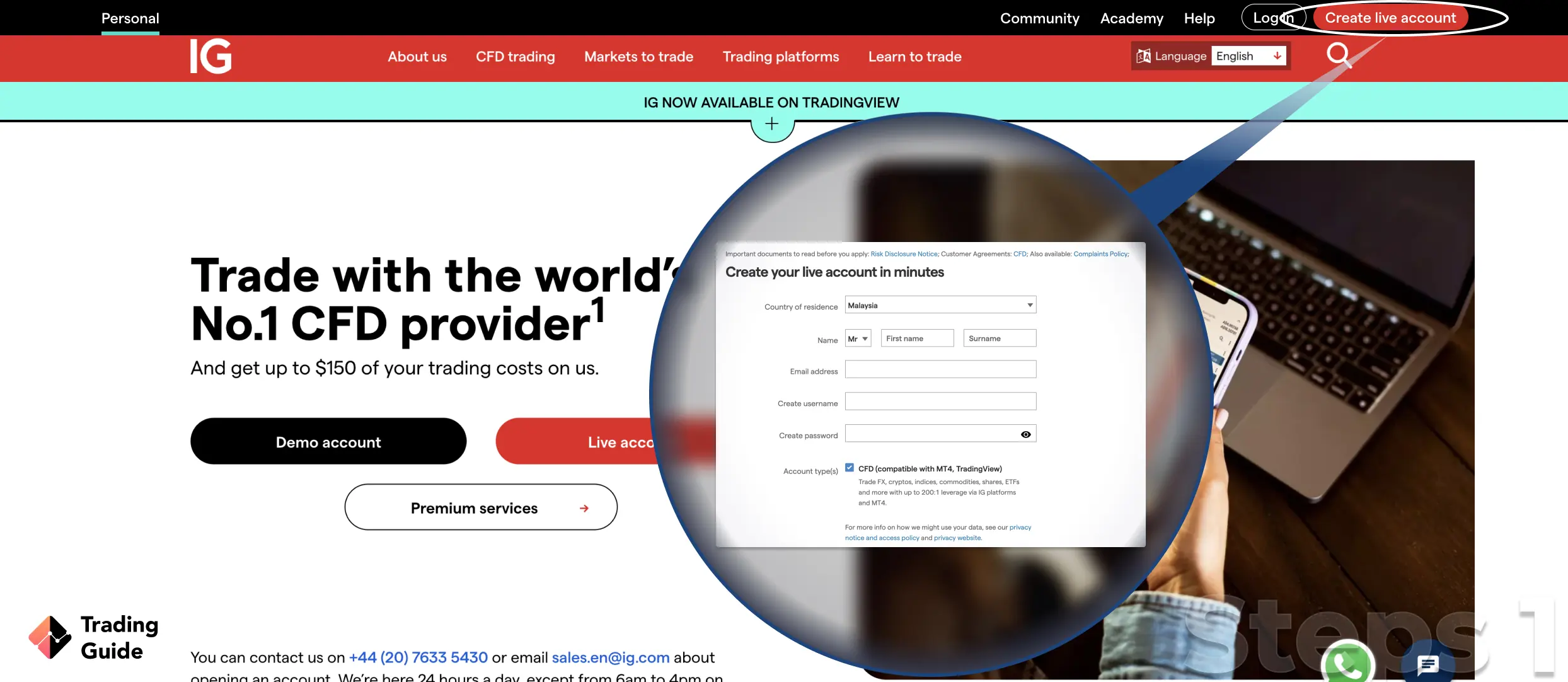 visit IG Markets step 1