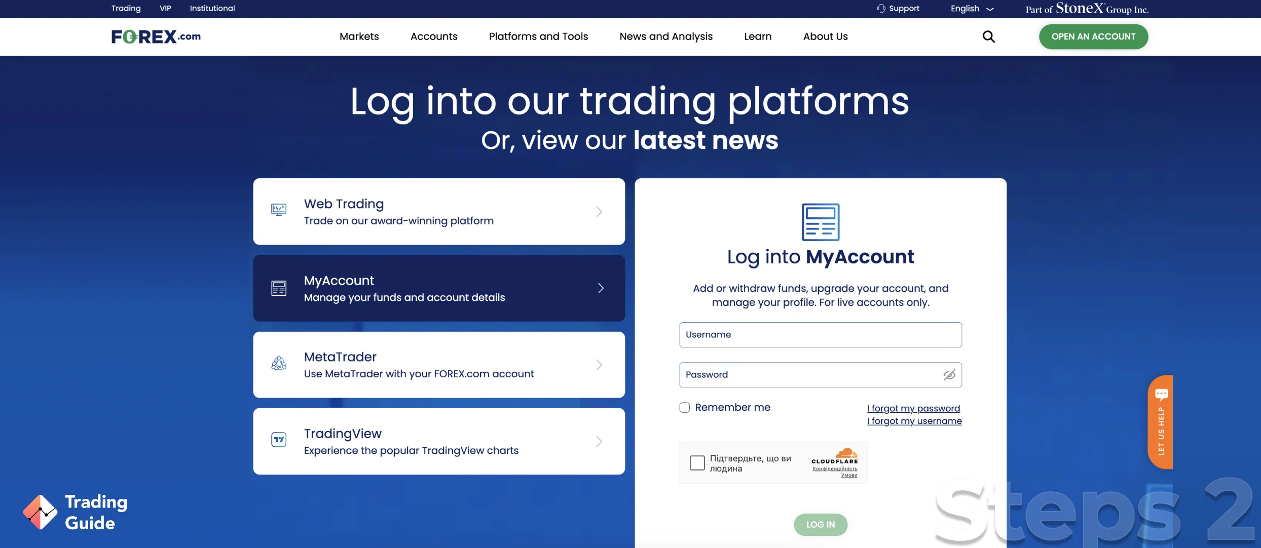 create a trading account step 2